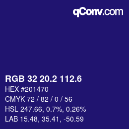 カラーコード: RGB 32 20.2 112.6 | qconv.com