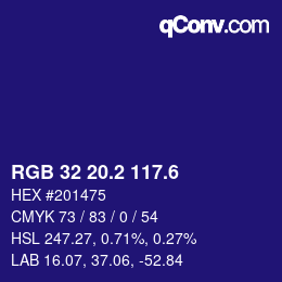 カラーコード: RGB 32 20.2 117.6 | qconv.com