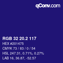 カラーコード: RGB 32 20.2 117 | qconv.com