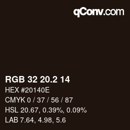 Color code: RGB 32 20.2 14 | qconv.com