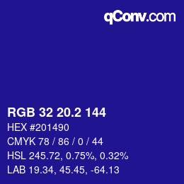 カラーコード: RGB 32 20.2 144 | qconv.com