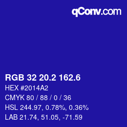 カラーコード: RGB 32 20.2 162.6 | qconv.com