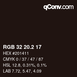 カラーコード: RGB 32 20.2 17 | qconv.com