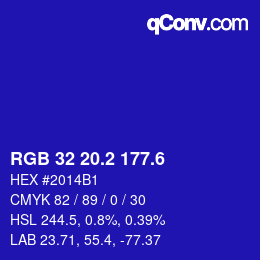 カラーコード: RGB 32 20.2 177.6 | qconv.com