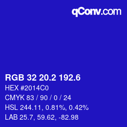 カラーコード: RGB 32 20.2 192.6 | qconv.com