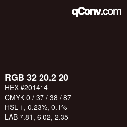 Color code: RGB 32 20.2 20 | qconv.com