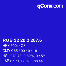 カラーコード: RGB 32 20.2 207.6 | qconv.com