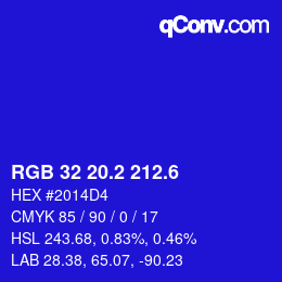 カラーコード: RGB 32 20.2 212.6 | qconv.com