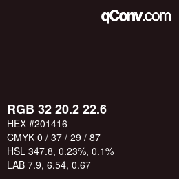 カラーコード: RGB 32 20.2 22.6 | qconv.com