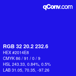 カラーコード: RGB 32 20.2 232.6 | qconv.com