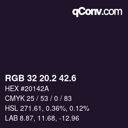 カラーコード: RGB 32 20.2 42.6 | qconv.com