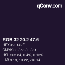 カラーコード: RGB 32 20.2 47.6 | qconv.com