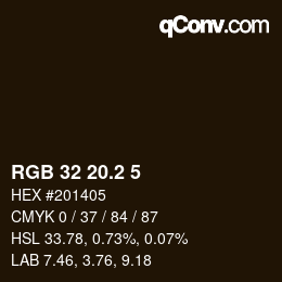 カラーコード: RGB 32 20.2 5 | qconv.com