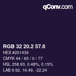 カラーコード: RGB 32 20.2 57.6 | qconv.com