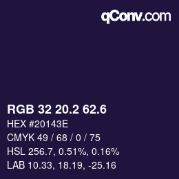 カラーコード: RGB 32 20.2 62.6 | qconv.com