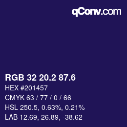 カラーコード: RGB 32 20.2 87.6 | qconv.com