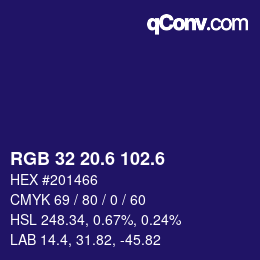 カラーコード: RGB 32 20.6 102.6 | qconv.com
