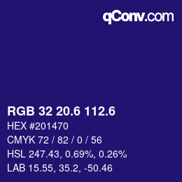 カラーコード: RGB 32 20.6 112.6 | qconv.com