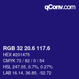 カラーコード: RGB 32 20.6 117.6 | qconv.com