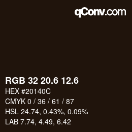 カラーコード: RGB 32 20.6 12.6 | qconv.com