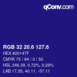 カラーコード: RGB 32 20.6 127.6 | qconv.com