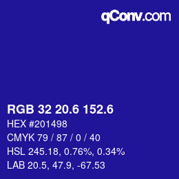 カラーコード: RGB 32 20.6 152.6 | qconv.com