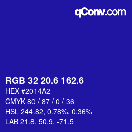カラーコード: RGB 32 20.6 162.6 | qconv.com