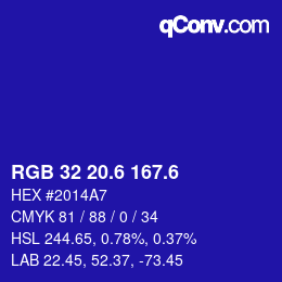 カラーコード: RGB 32 20.6 167.6 | qconv.com