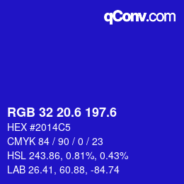 カラーコード: RGB 32 20.6 197.6 | qconv.com