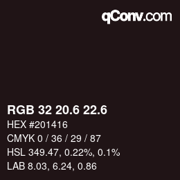 カラーコード: RGB 32 20.6 22.6 | qconv.com