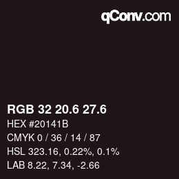 カラーコード: RGB 32 20.6 27.6 | qconv.com