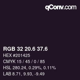 カラーコード: RGB 32 20.6 37.6 | qconv.com