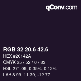 カラーコード: RGB 32 20.6 42.6 | qconv.com
