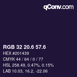 カラーコード: RGB 32 20.6 57.6 | qconv.com