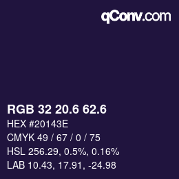 カラーコード: RGB 32 20.6 62.6 | qconv.com