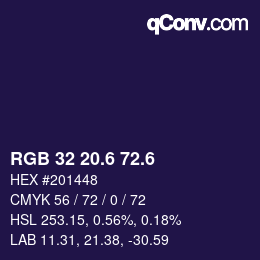 カラーコード: RGB 32 20.6 72.6 | qconv.com