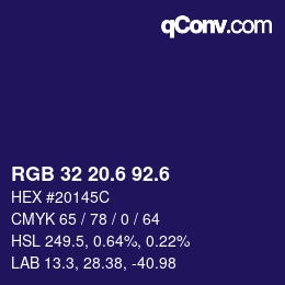 カラーコード: RGB 32 20.6 92.6 | qconv.com