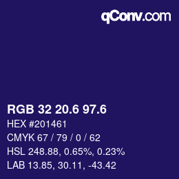 カラーコード: RGB 32 20.6 97.6 | qconv.com
