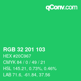 Código de color: RGB 32 201 103 | qconv.com
