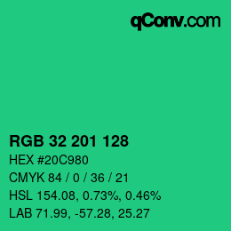 Color code: RGB 32 201 128 | qconv.com