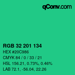 Color code: RGB 32 201 134 | qconv.com