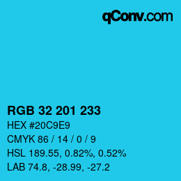 Color code: RGB 32 201 233 | qconv.com