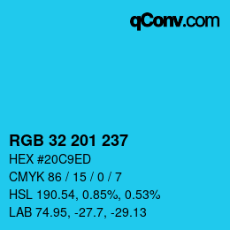 Color code: RGB 32 201 237 | qconv.com