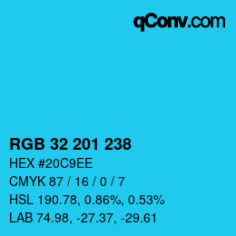 Color code: RGB 32 201 238 | qconv.com