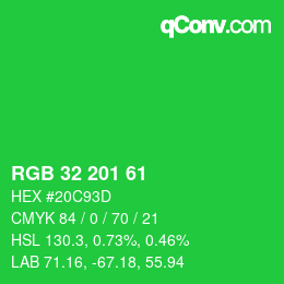Color code: RGB 32 201 61 | qconv.com