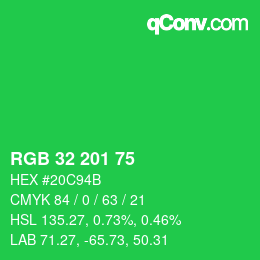 Color code: RGB 32 201 75 | qconv.com