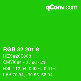 Color code: RGB 32 201 8 | qconv.com