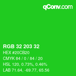 Color code: RGB 32 203 32 | qconv.com