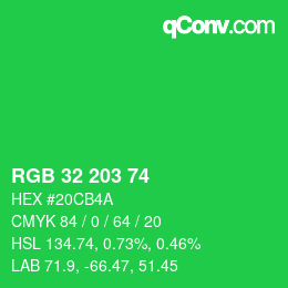 Color code: RGB 32 203 74 | qconv.com