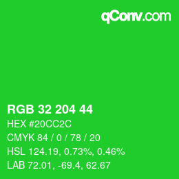 Color code: RGB 32 204 44 | qconv.com